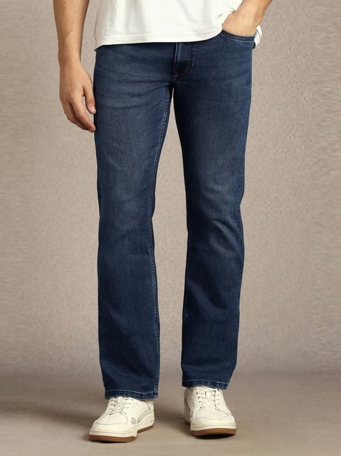 Louis Philippe Navy Cotton Slim Fit Jeans-picture-36