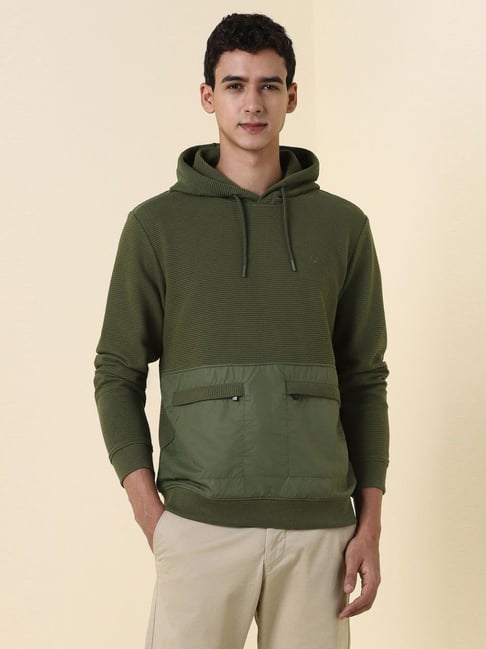 Allen Solly Green Cotton Regular Fit Hooded Sweatshirt-picture-23