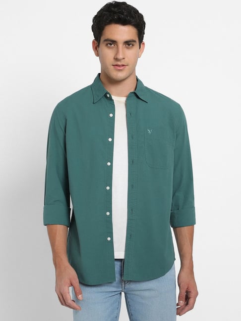 green emerald velvet dress Men Casual Slim Short Sleeve Cotton Shirt with Eagle Print / Alternative Fashion Clothing