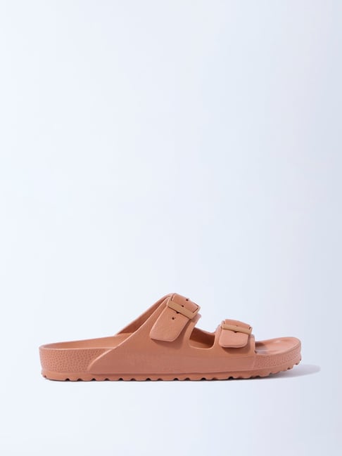 LUNA BLU by Westside Orange Dual-Strap Slip-On Sandals