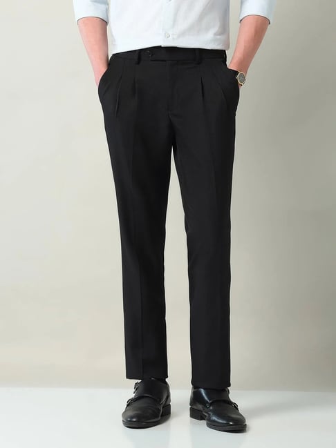 AD by Arvind Black Polyester Regular Fit Trousers