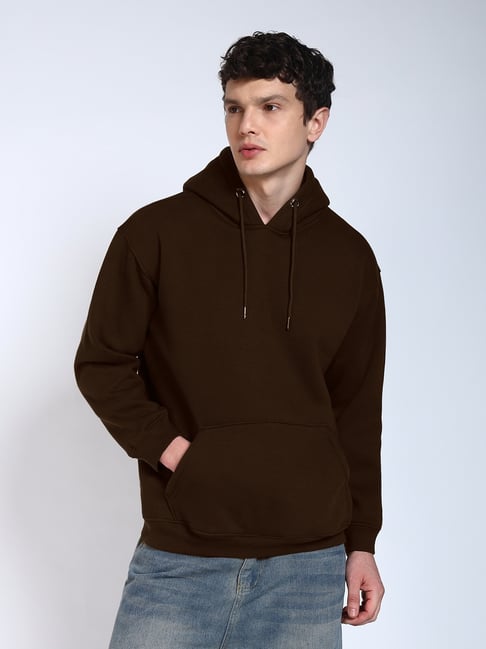 Perch Brown Cotton Regular Fit Hoodie-picture-17