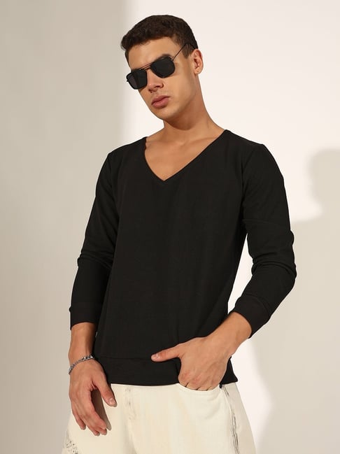 SHOWOFFFF Black Cotton Regular Fit Solid T-Shirt-picture-36