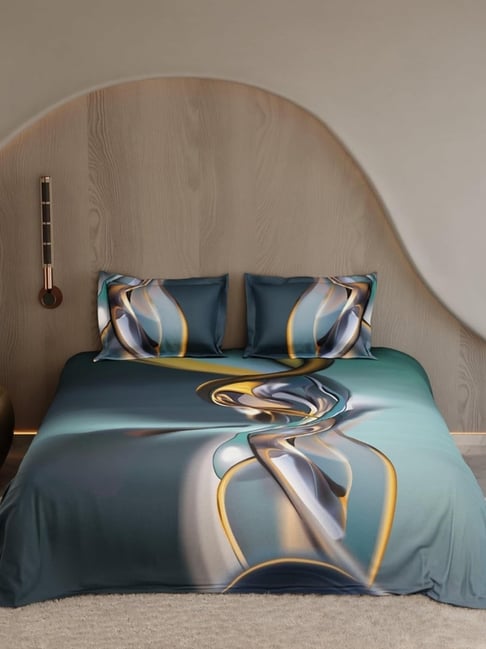 Stoa Paris Multicolor Cotton 150 TC Super King Bedsheet with 2 Pillow Covers