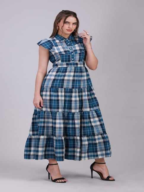 chinese dress ladies Twila Plaid Maxi Dress – Inherit Co main image 1