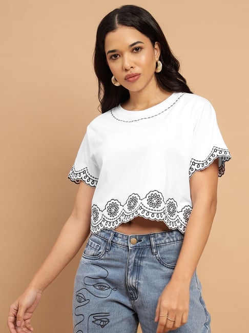 Sands of India White Cotton Crop Top-picture-43