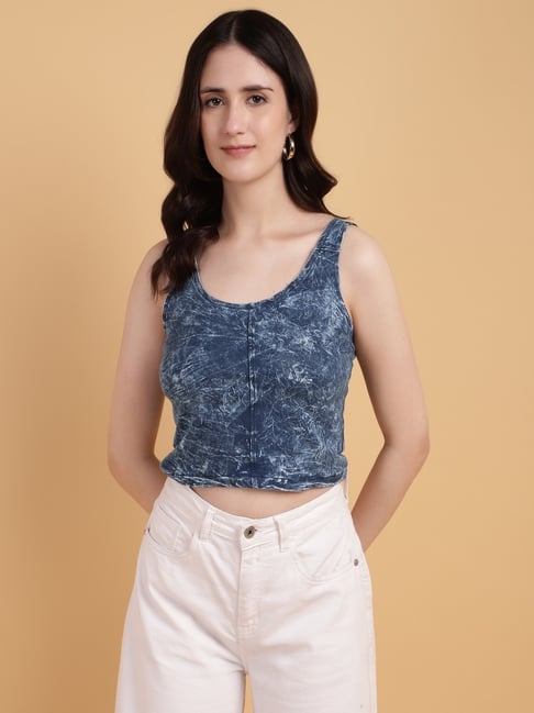 Sands of India Indigo Cotton Tie-dye Crop Top-picture-13