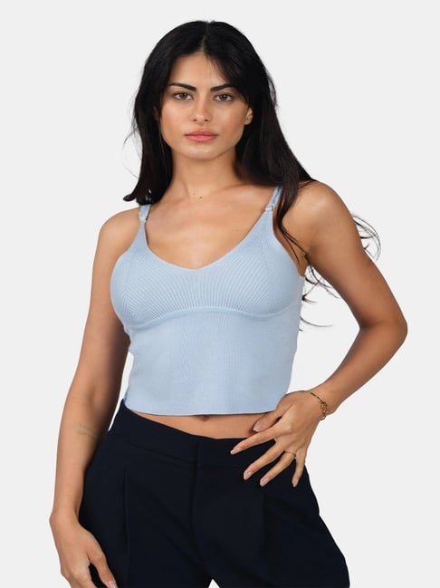 VIRGIO Light Blue Viscose Crop Top-picture-22