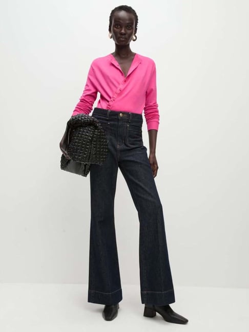 Marks & Spencer Fuchsia Crew Neck Button Front Cardigan