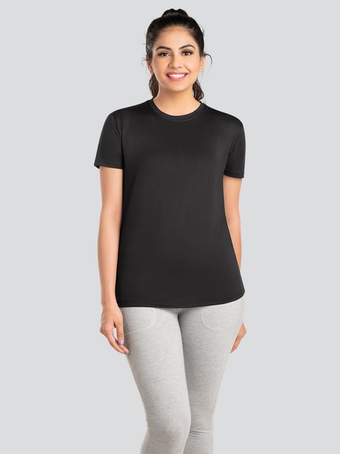 Dermawear Black Polyester Solid T-Shirt-picture-18