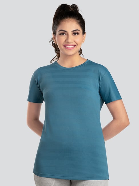 Dermawear Aqua Polyester Striped T-Shirt-picture-21