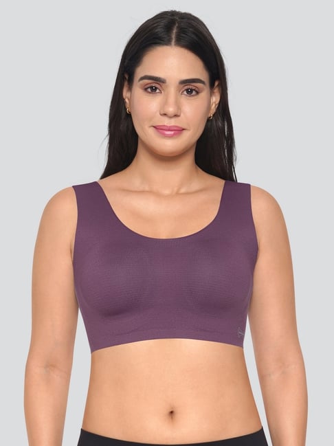 Dermawear Wine Solid Lightly Padded Full Coverage Pull On Full Coverage Bra
