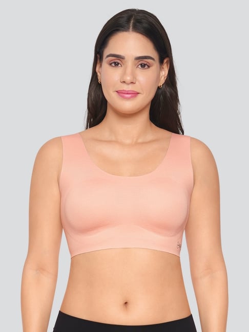 Dermawear Peach Solid Lightly Padded Full Coverage Pull On Full Coverage Bra