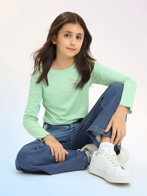 U.S. Polo Assn. Girls Green Striped T-Shirt