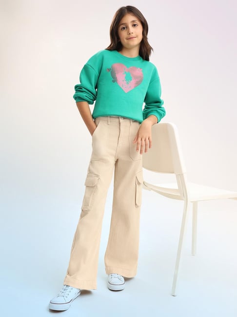 U.S. Polo Assn. Girls Beige Cotton Jeans