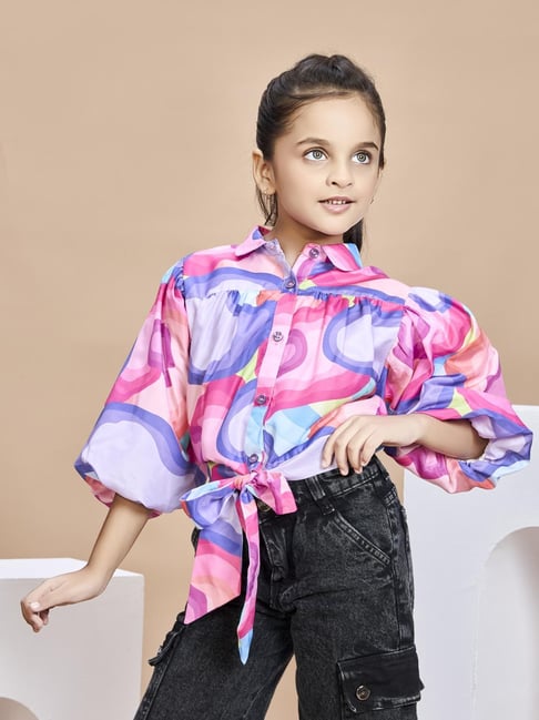 Peppermint Girls Multicolor Abstract Regular Fit Top-picture-13