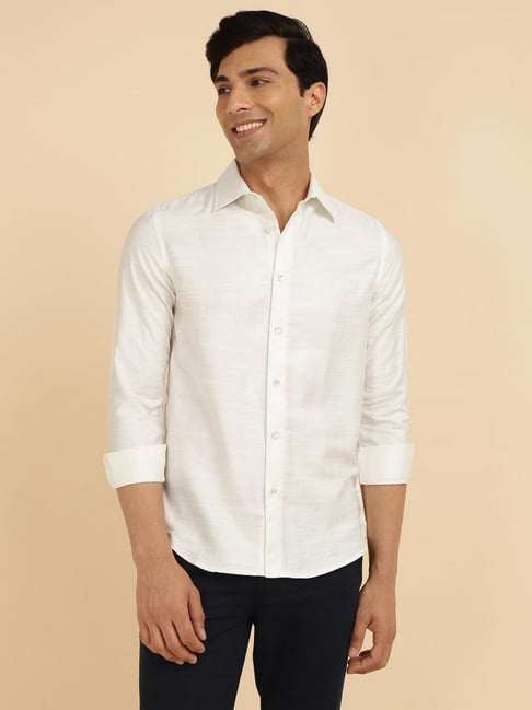 Fabindia Off White Slim Fit Solid Shirt-picture-27