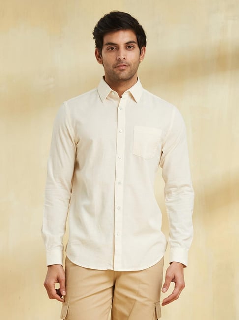 Fabindia Off White Slim Fit Solid Shirt-picture-26