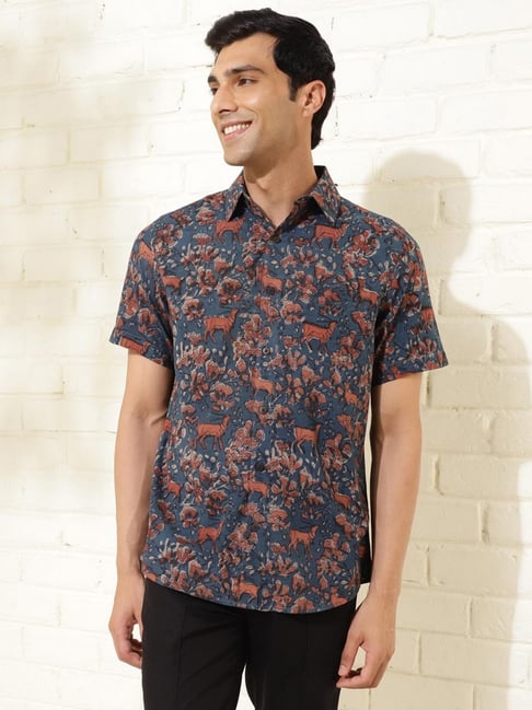 Fabindia Indigo Slim Fit Printed Shirt-picture-20