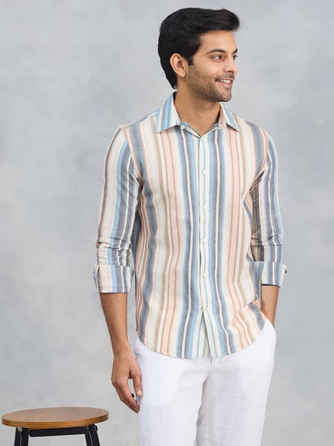 Fabindia Multi Slim Fit Striped Shirt-picture-37