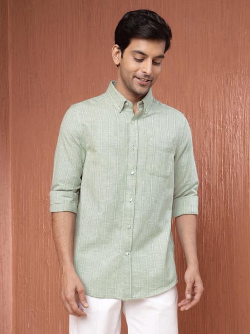 Fabindia Light Green Relaxed Fit Woven Design Shirt-picture-43