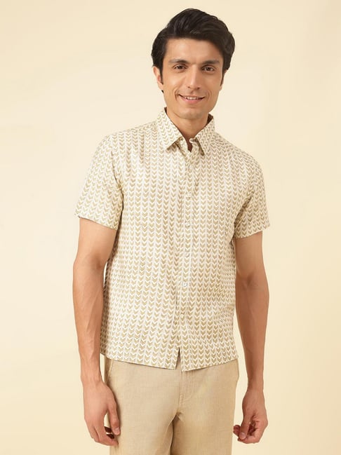 Fabindia White Straight Fit Printed Shirt-picture-28