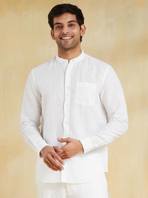 Fabindia White Slim Fit Solid Shirt-picture-20