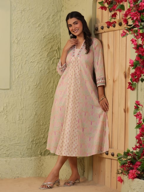 Span Pink Cotton Printed Kurta-picture-10