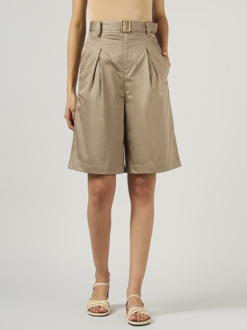 Sands of India Khaki Cotton Shorts