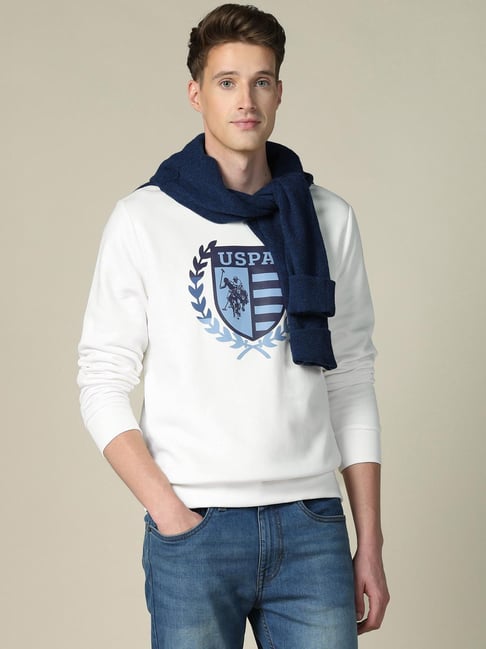 U.S. Polo Assn. Denim Co. White Regular Fit Logo Printed Sweatshirt