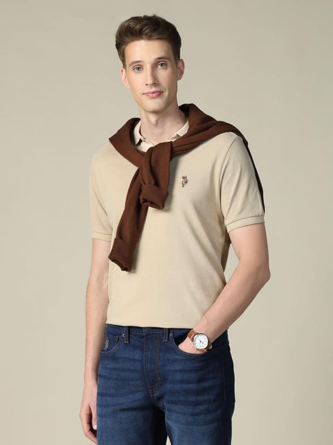 U.S. Polo Assn. Denim Co. Beige Cotton Slim Fit T-Shirt-picture-26