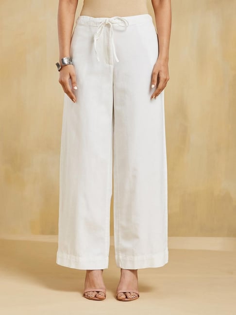 Fabindia White Solid Pants-picture-10