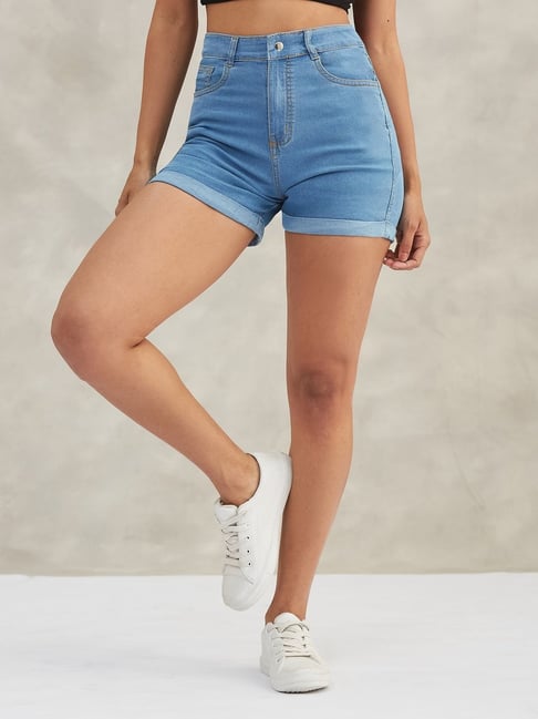 Dolce Crudo Blue Flare Fit Shorts-picture-30