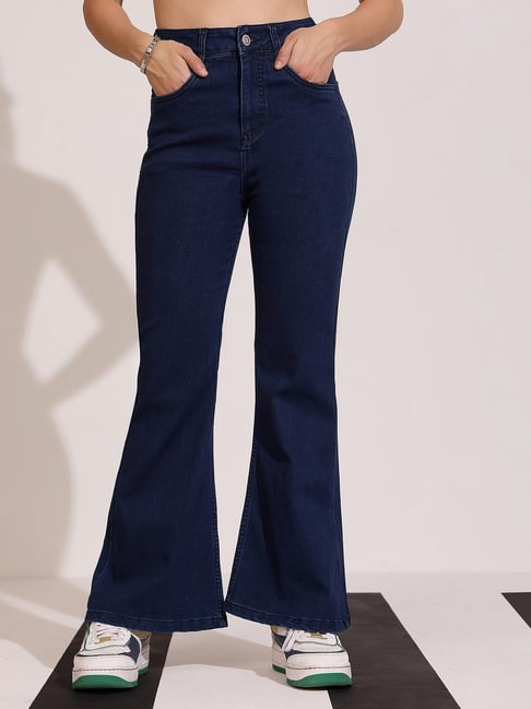 Dolce Crudo Navy Blue Flare Fit Jeans-picture-34