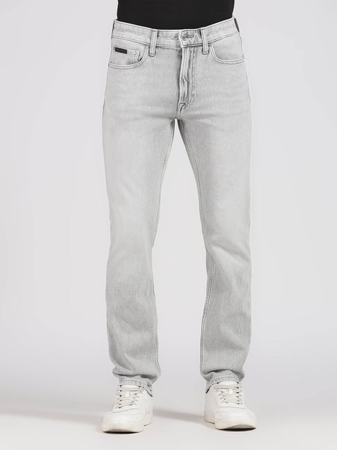 Calvin Klein Jeans Grey Cotton Regular Fit Jeans-image-37