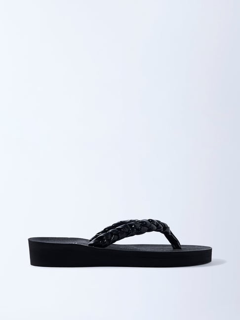 LUNA BLU by Westside Black Braided Comfort Flip-Flops-picture-15