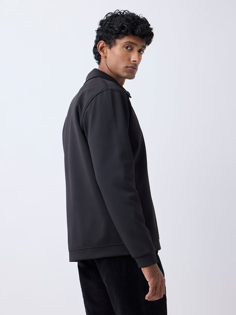 WES Casuals by Westside Black Relaxed-Fit Quarter-Zip Sweatshirt