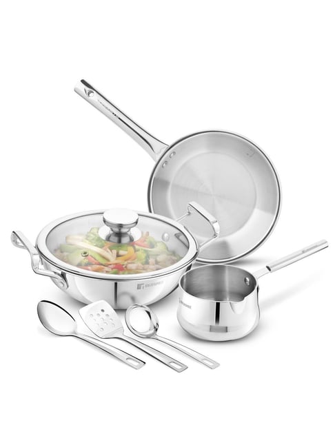 Bergner Silver Stainless Steel Cookware - Set of 7 (3000 ml)