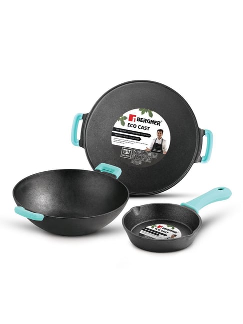 Bergner Black Cast Iron Cookware - Set of 3 (3600 ml)