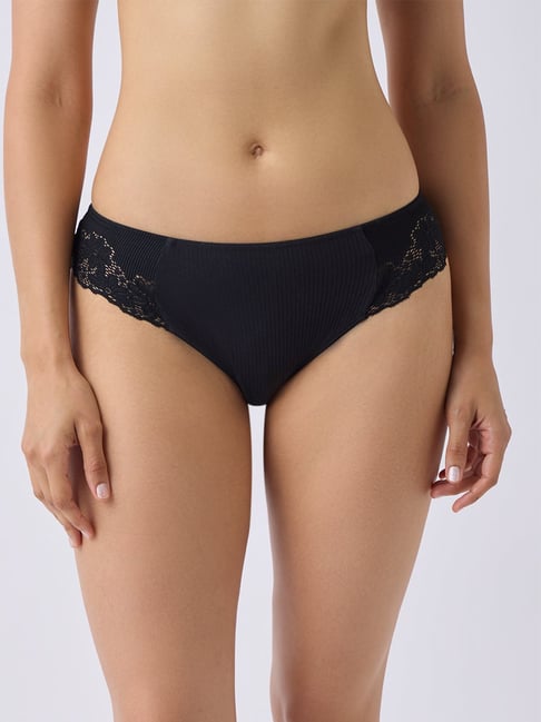 Wunderlove by Westside Black Lace-Detail Bikini Briefs