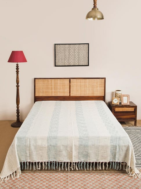 Fabindia Natural Vashvi Hand Woven Cotton Bed Cover-image-8