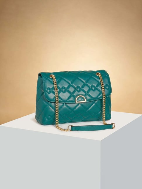 Forever Glam by Pantaloons Forest Green Quilted Shoulder Handbag-picture-22