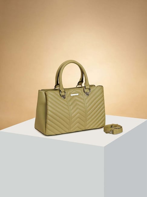 Forever Glam by Pantaloons Lime Green Quilted Satchel Handbag-picture-23