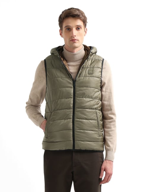 Arrow Sport Green Regular Fit Quilted Hooded Jacket-picture-36
