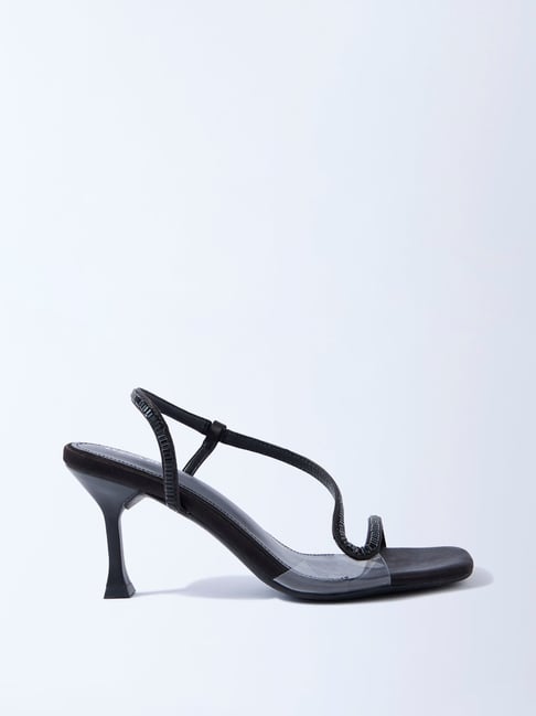 LUNA BLU by Westside Black Embellished Slingback Heel Sandals-picture-24