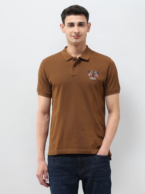 U.S. Polo Assn. Denim Co. Brown Cotton Slim Fit Polo T-Shirt-picture-14