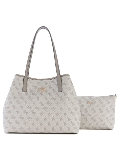 Guess Dark Taupe Victtoria Printed Tote with Pouch-picture-49