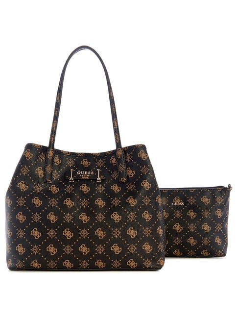 Guess Espresso Carrie Printed Tote with Pouch-picture-41