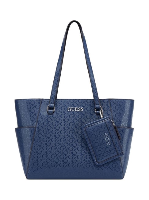 Guess Steel Blue Granby Printed Tote with Pouch-picture-42