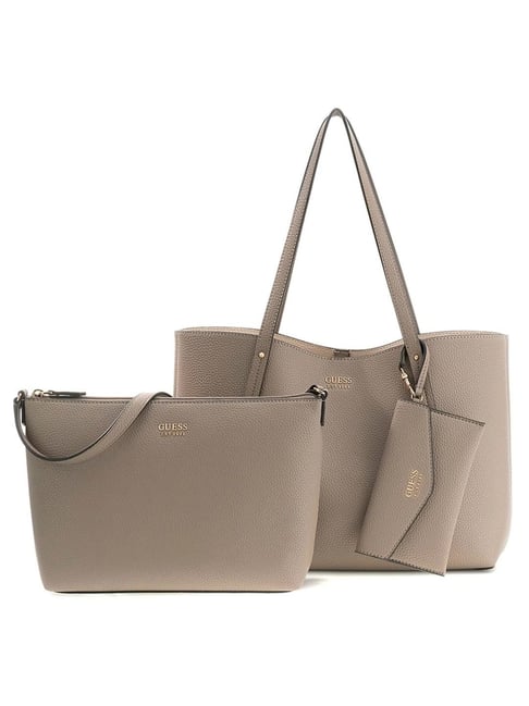 Guess Dark Taupe Brenton Tote with Pouch